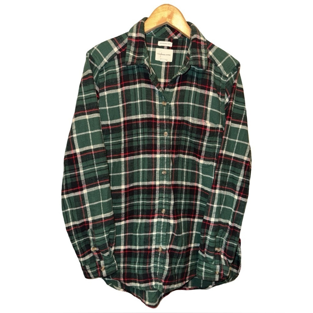 American Eagle Amazingly Soft 100% Cotton Boyfriend For Button Up Flannel Shirt